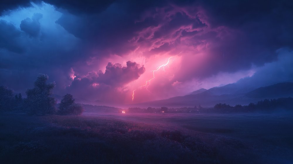 céu roxo tempestade